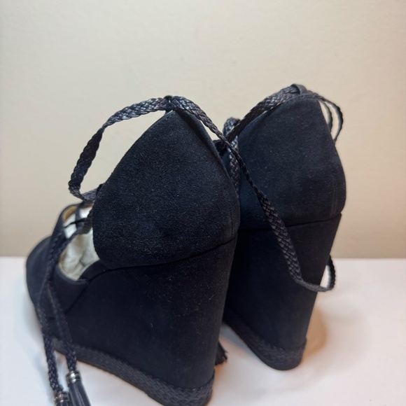 Michael Kors Navy Blue Wedge Suede Navy Blue with Straps Size 10 - Picture 6 of 10